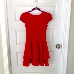 red tie back dress
